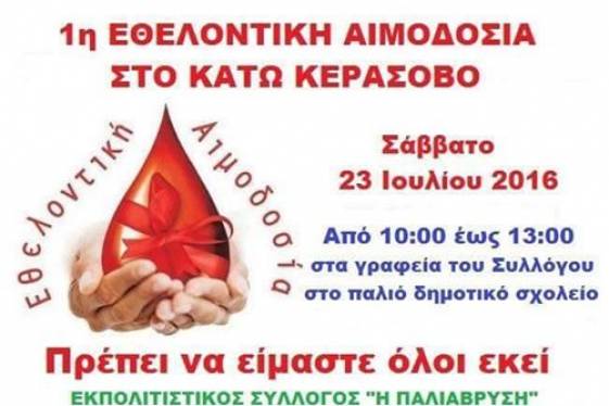 1η εθελοντική αιμοδοσία στο Κάτω Κεράσοβο