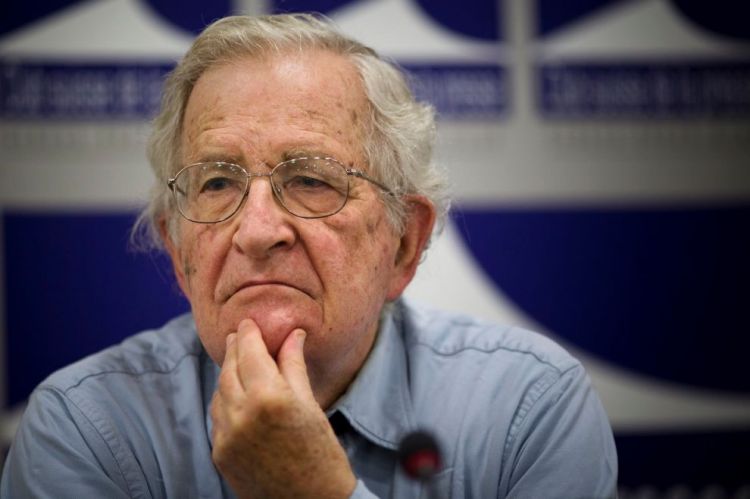 Noam Chompsky, U.S linguist and  political critic, gestures during a talk at the press club in Geneva, Switzerland, Friday, July 26, 2013. Chomsky has become well known for his critiques of U.S. foreign policy, state capitalism and the mainstream news media. (AP Photo/Anja Niedringhaus)